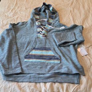 SO Women's Green Hoodie with Striped Accents